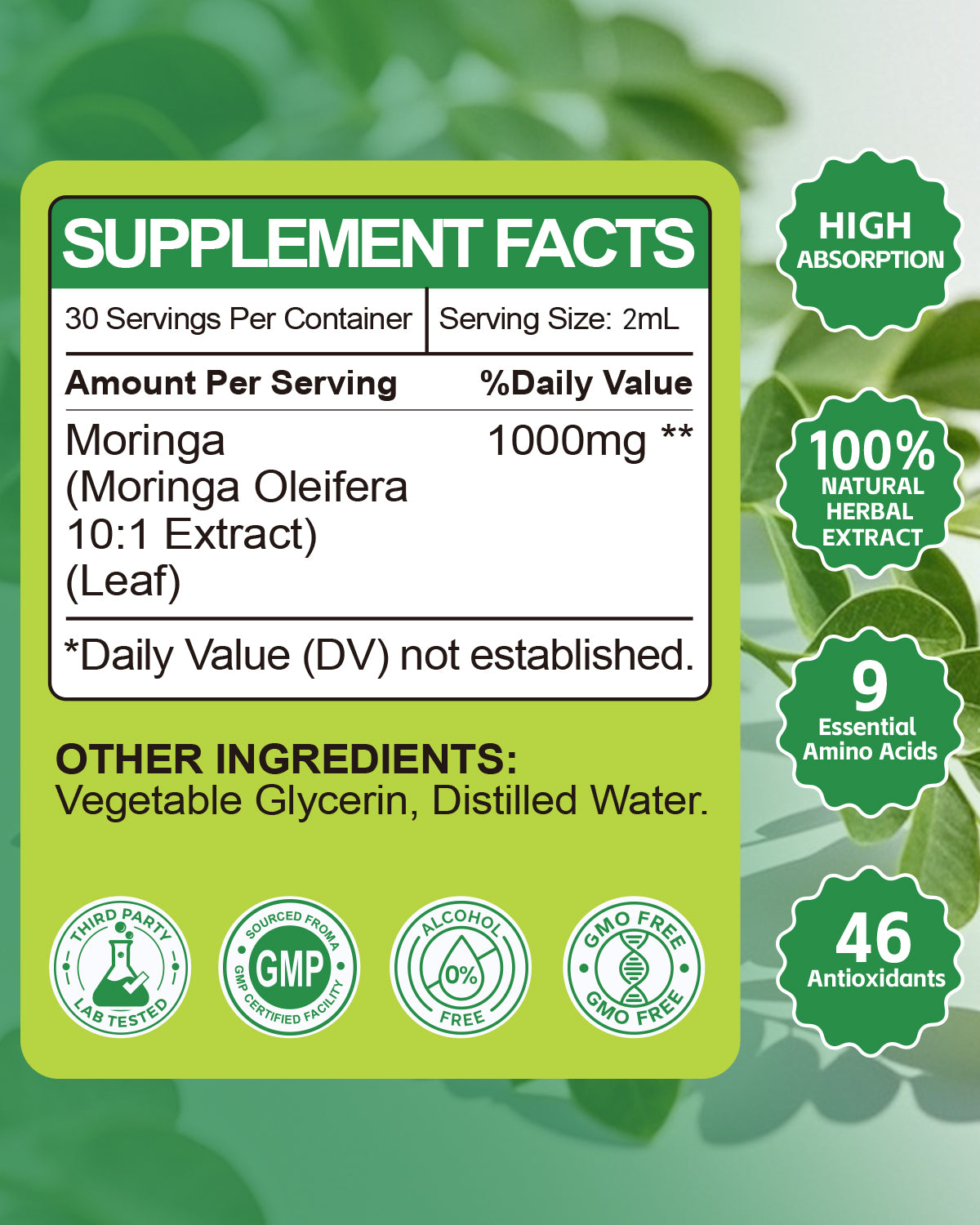 Organic Moringa Extract Supplement