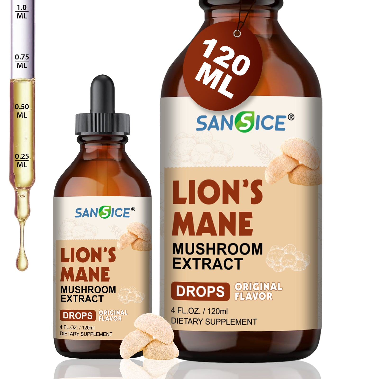 Organic Lion's Mane Focus Liquid Drops - 4 Fl oz