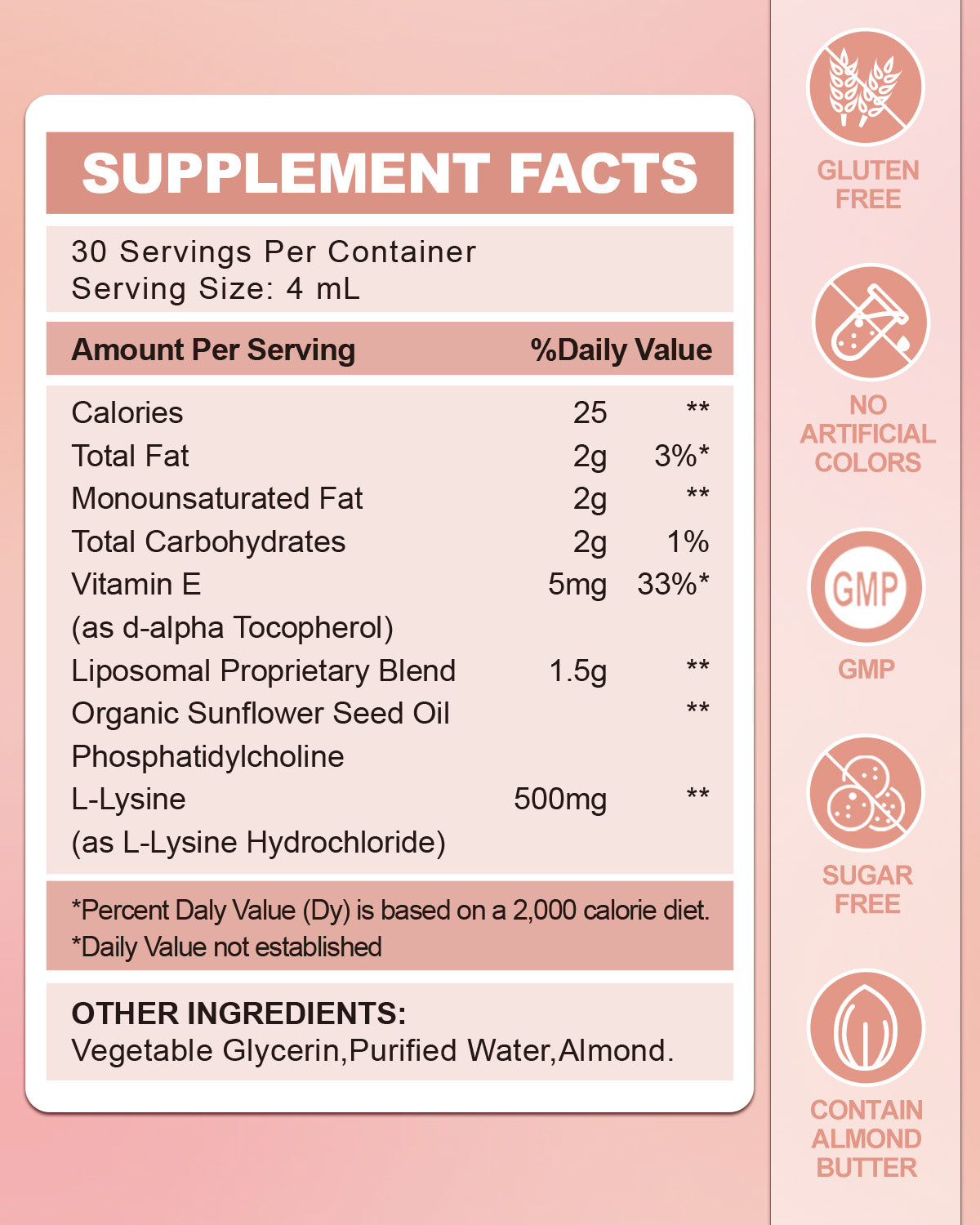 Liquid 500 mg L-Lysine Supplement 4 FL Oz