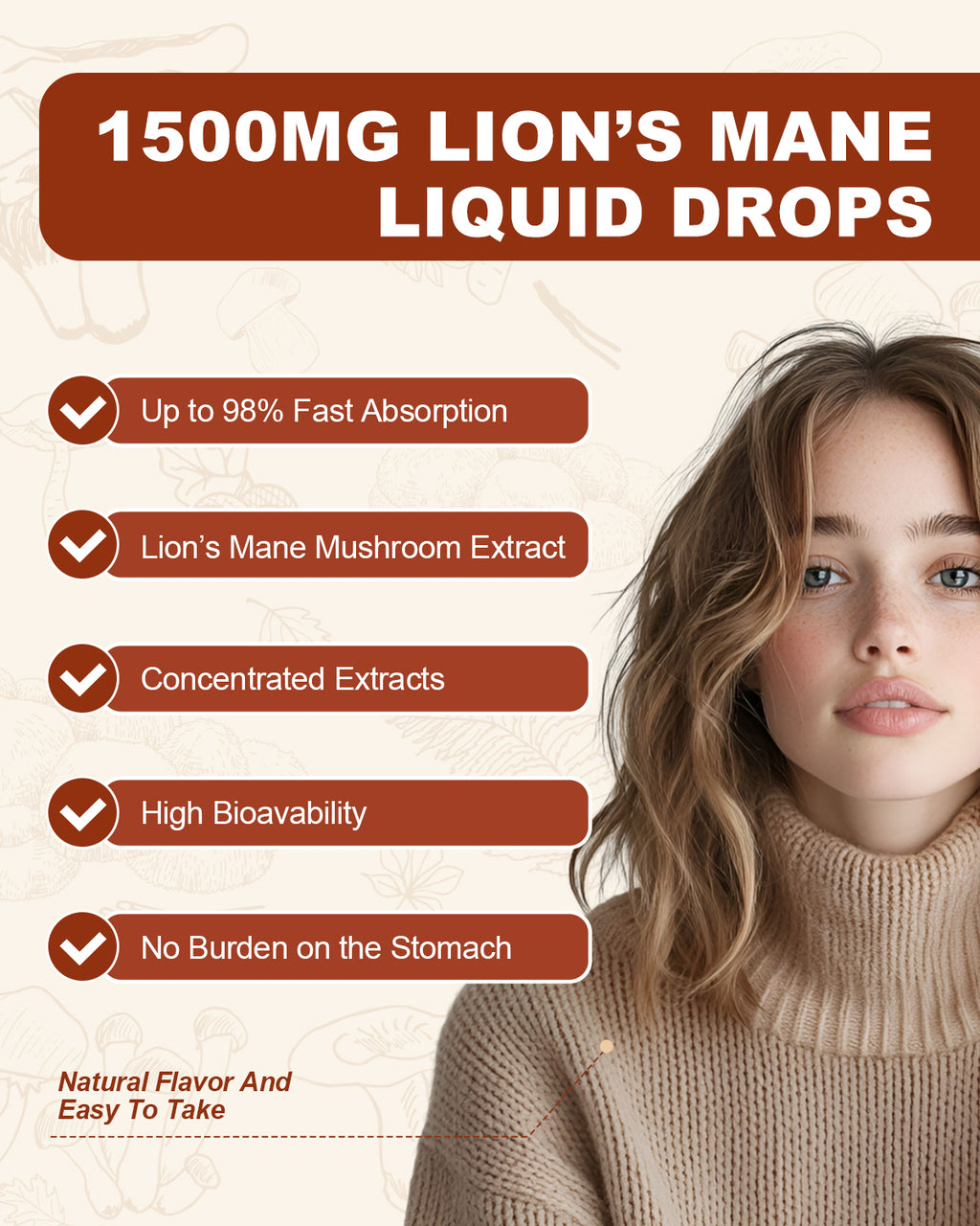 Organic Lion's Mane Focus Liquid Drops - 4 Fl oz