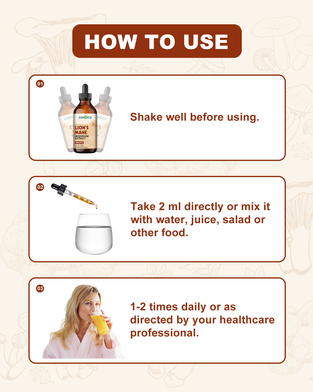 Organic Lion's Mane Focus Liquid Drops - 4 Fl oz