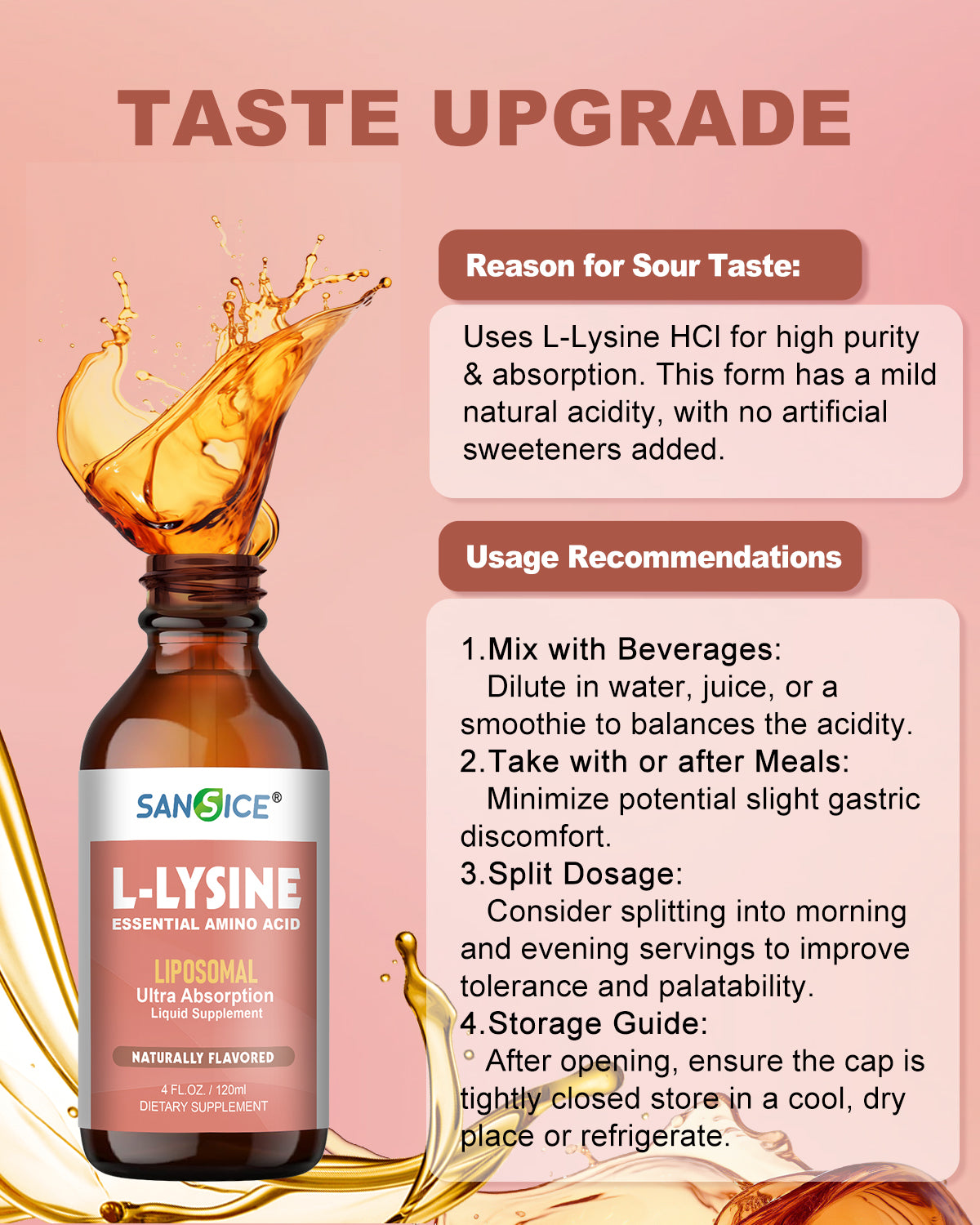 Liquid 500 mg L-Lysine Supplement 4 FL Oz